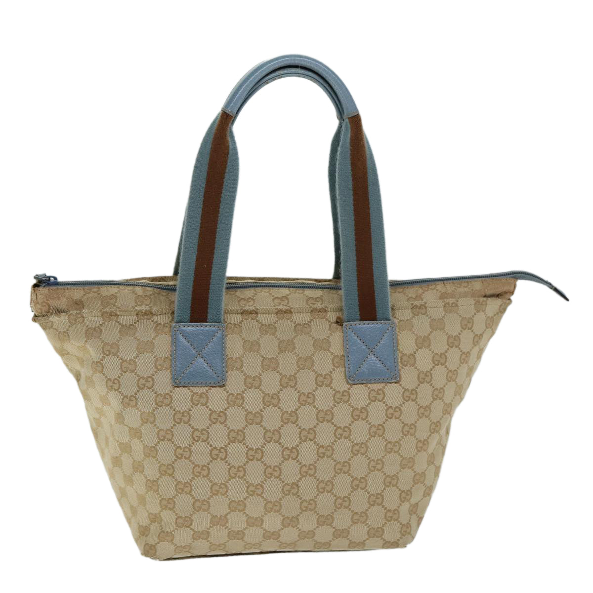 GUCCI GG Canvas Sherry Line Tote Bag Beige Light Blue Brown 131230 Auth ep4402