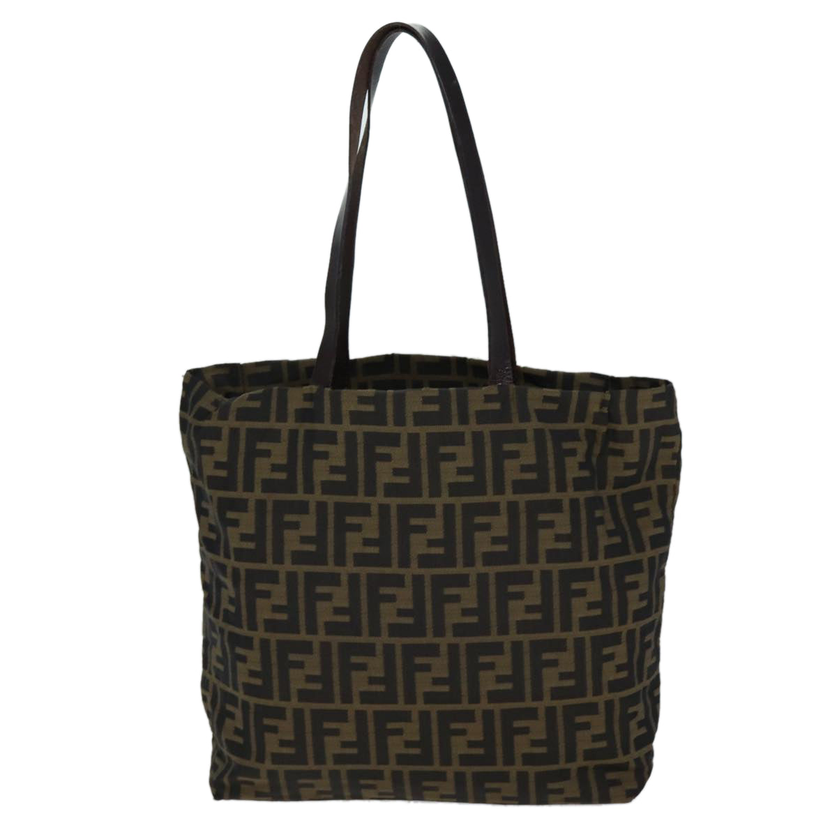 FENDI Zucca Canvas Hand Bag Black Brown Auth ep4411