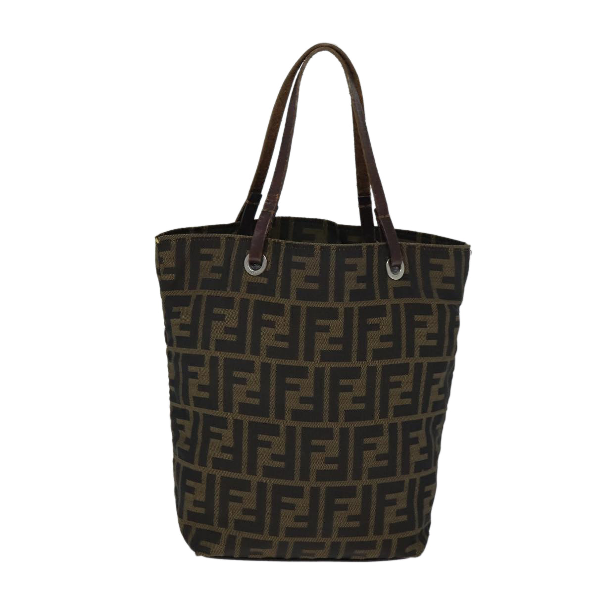 FENDI Zucca Canvas Hand Bag Black Brown Auth ep4416