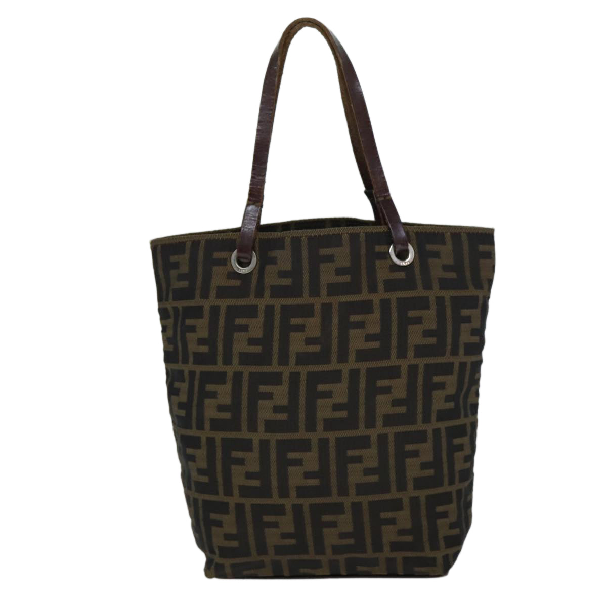 FENDI Zucca Canvas Hand Bag Black Brown Auth ep4416 - 0