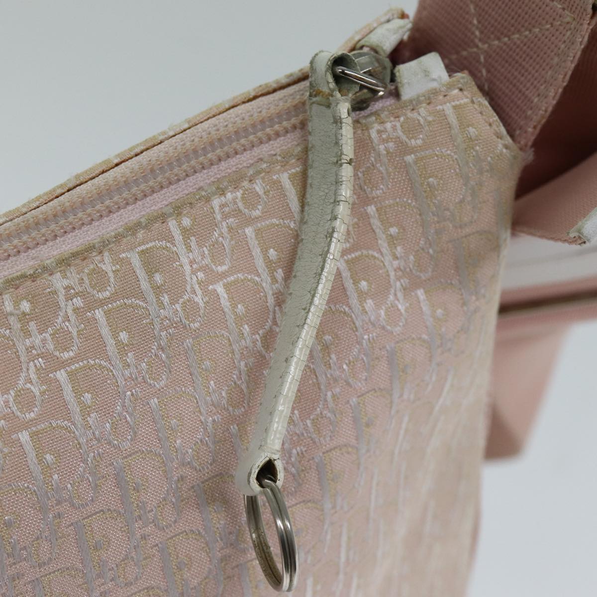 Christian Dior Trotter Canvas Shoulder Bag Pink Auth ep4417