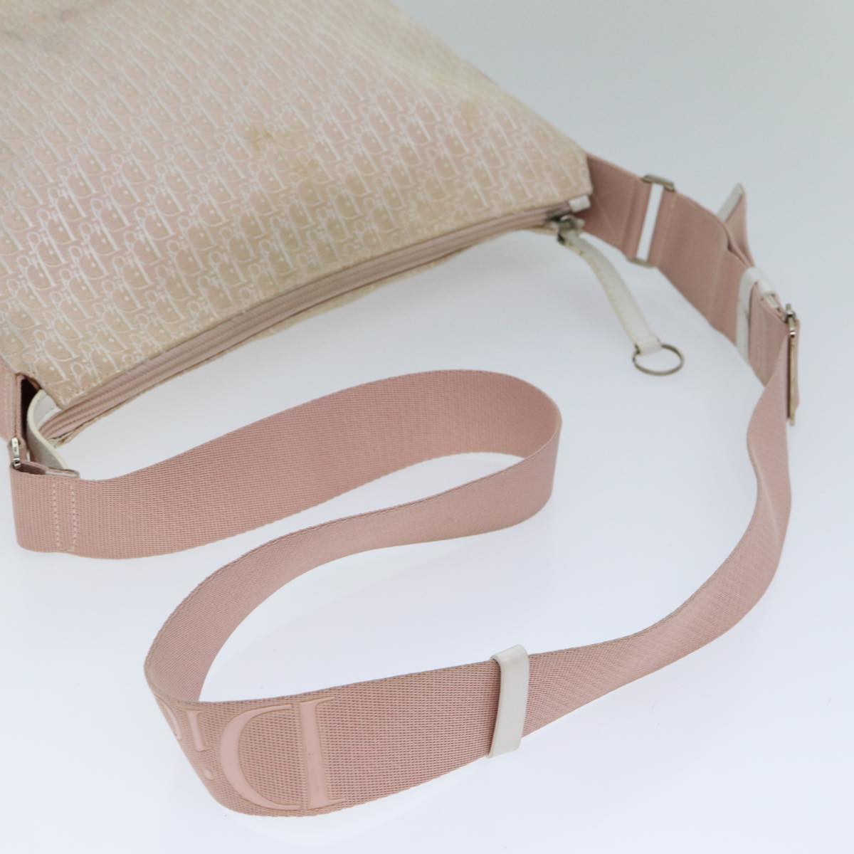 Christian Dior Trotter Canvas Shoulder Bag Pink Auth ep4417