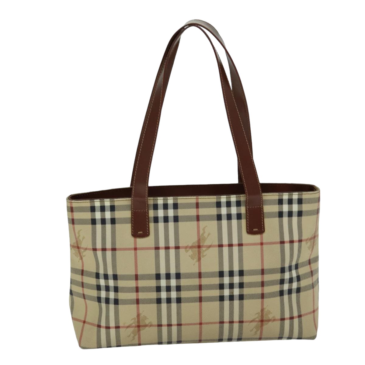 BURBERRY Nova Check Tote Bag PVC Leather Beige Auth ep4423 - 0