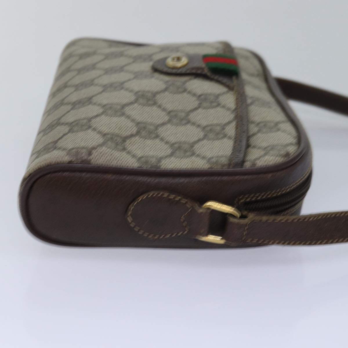 GUCCI GG Supreme Web Sherry Line Shoulder Bag PVC Beige 116 02 089 Auth ep4437