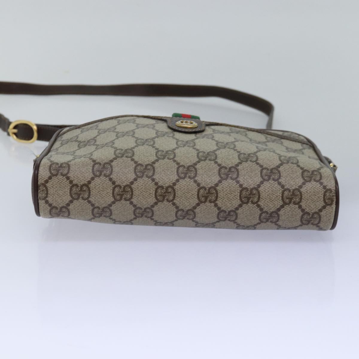 GUCCI GG Supreme Web Sherry Line Shoulder Bag PVC Beige 116 02 089 Auth ep4437