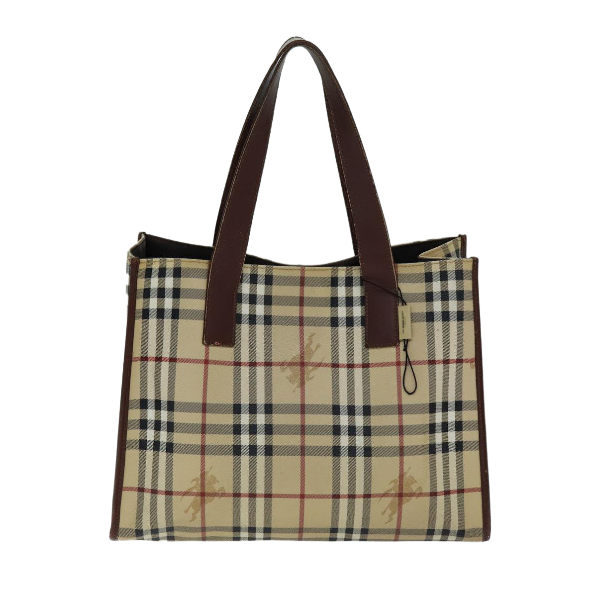 BURBERRY Nova Check Tote Bag PVC Leather Beige Auth ep4443