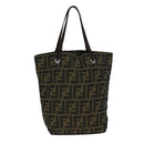 FENDI Zucca Canvas Hand Bag Black Brown Auth ep4447-1