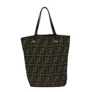 FENDI Zucca Canvas Hand Bag Black Brown Auth ep4447-13