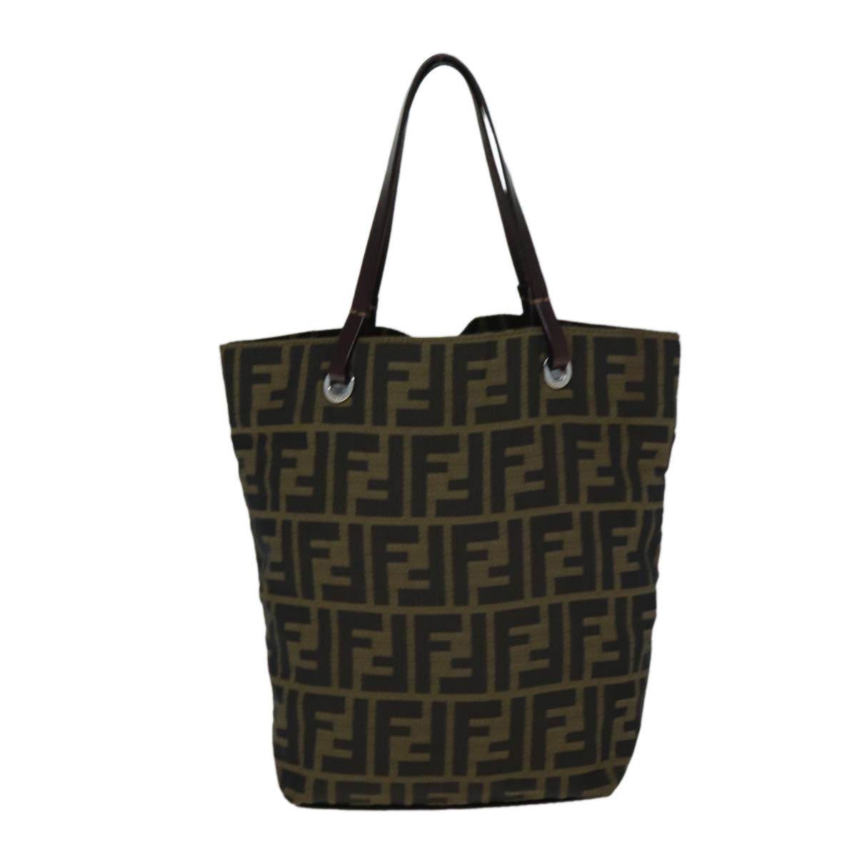 FENDI Zucca Canvas Hand Bag Black Brown Auth ep4447