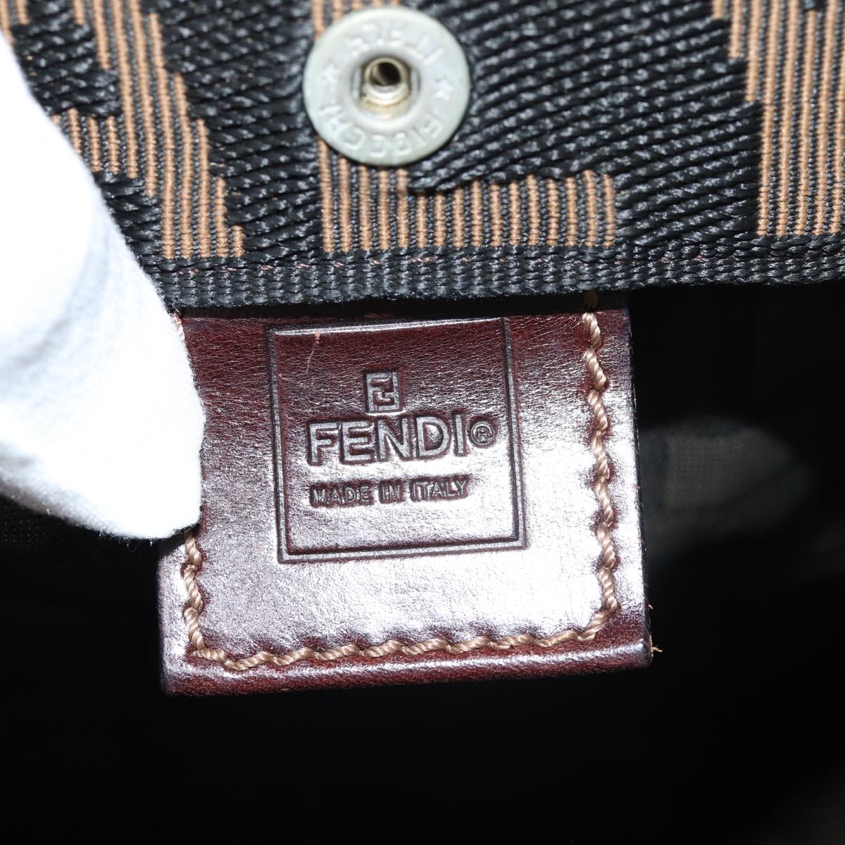 FENDI Zucca Canvas Hand Bag Black Brown Auth ep4456