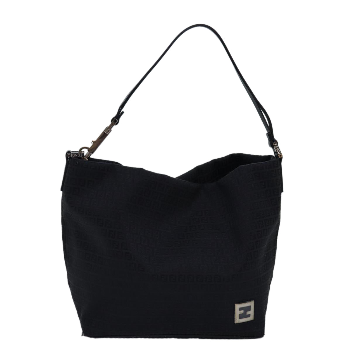 FENDI Zucchino Canvas Hand Bag Black Auth ep4476