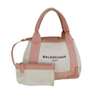BALENCIAGA Navy Cabas XS Hand Bag Canvas Pink Auth ep4480-1