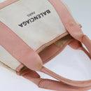BALENCIAGA Navy Cabas XS Hand Bag Canvas Pink Auth ep4480-6