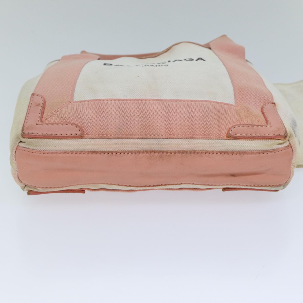 BALENCIAGA Navy Cabas XS Hand Bag Canvas Pink Auth ep4480