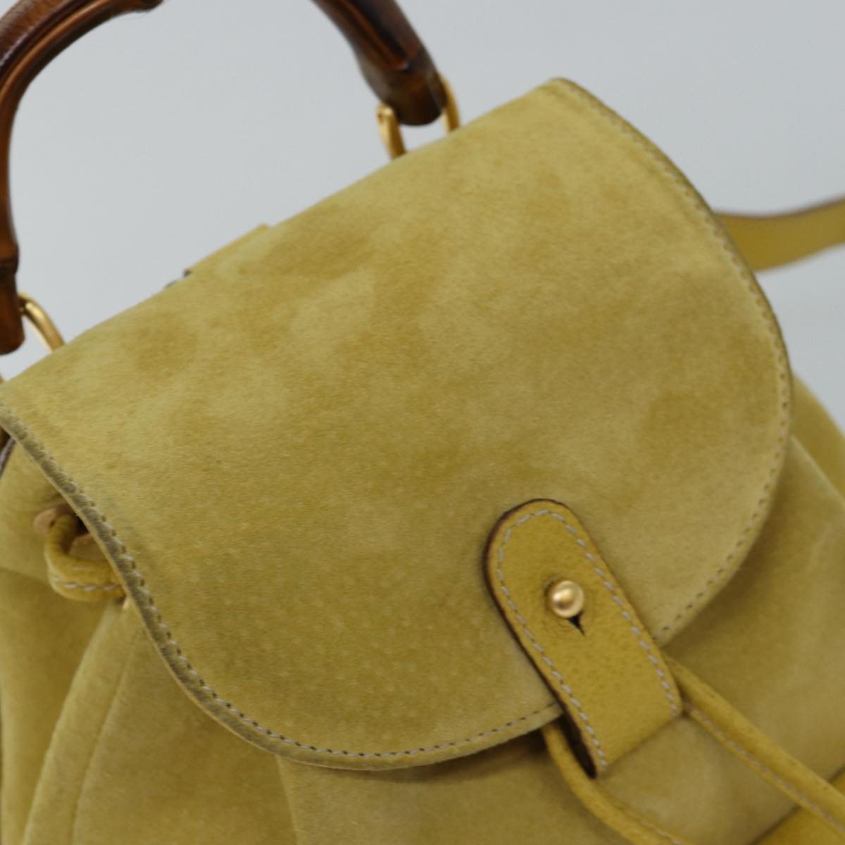 GUCCI Bamboo Hand Bag Suede Yellow 003 1705 0030 Auth ep4483