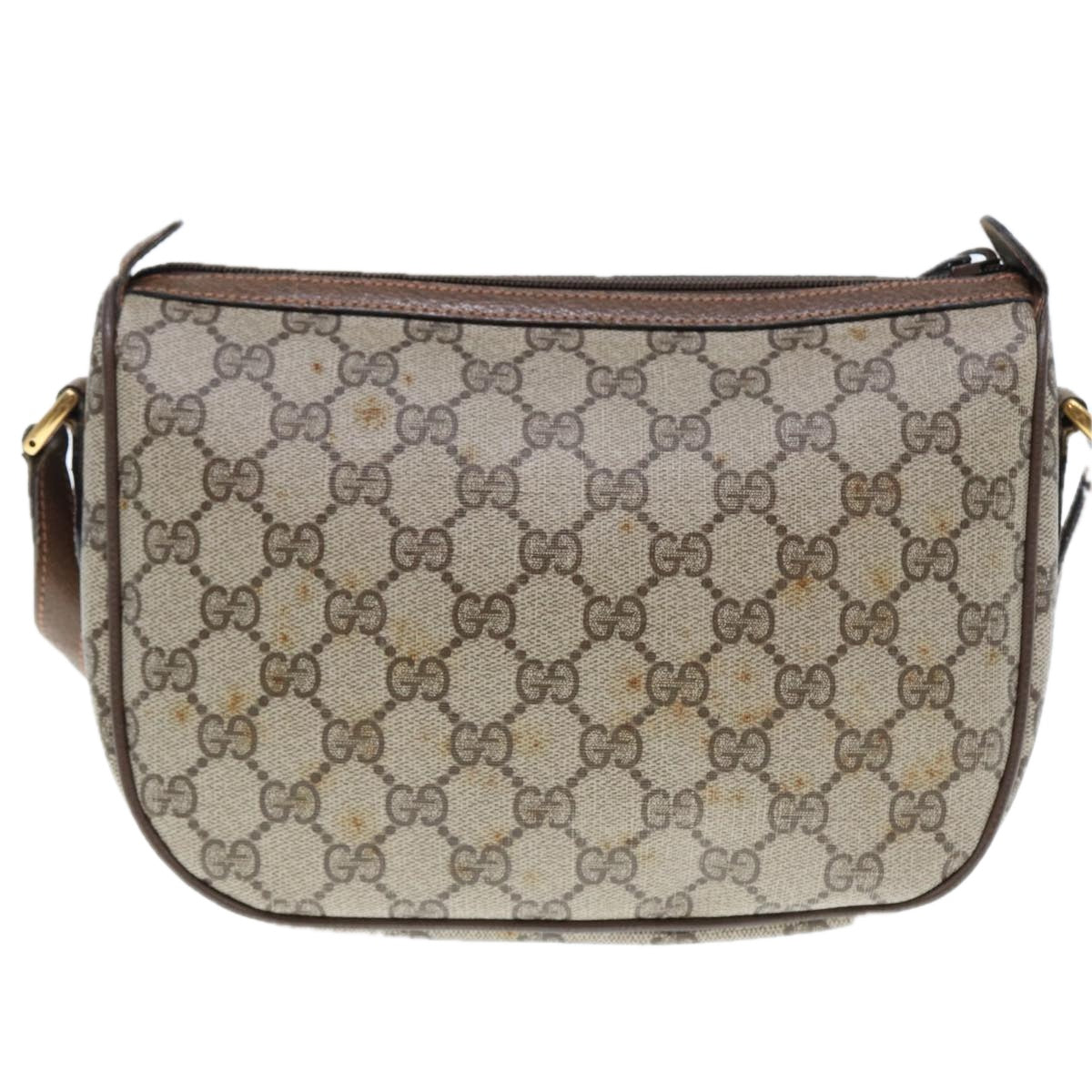 GUCCI GG Supreme Web Sherry Line Shoulder Bag PVC Leather Beige Brown Auth