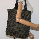 FENDI Zucca Canvas Tote Bag Black Brown Auth ep4488-19