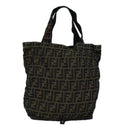FENDI Zucca Canvas Tote Bag Black Brown Auth ep4488-1