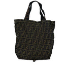 FENDI Zucca Canvas Tote Bag Black Brown Auth ep4488-13