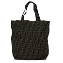 FENDI Zucca Canvas Tote Bag Black Brown Auth ep4488-2