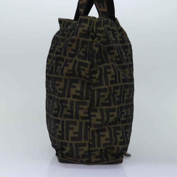 FENDI Zucca Canvas Tote Bag Black Brown Auth ep4488