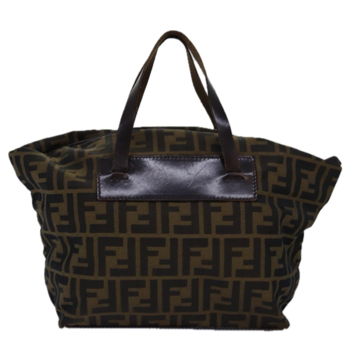 FENDI Zucca Canvas Hand Bag Black Brown Auth ep4489 - 0