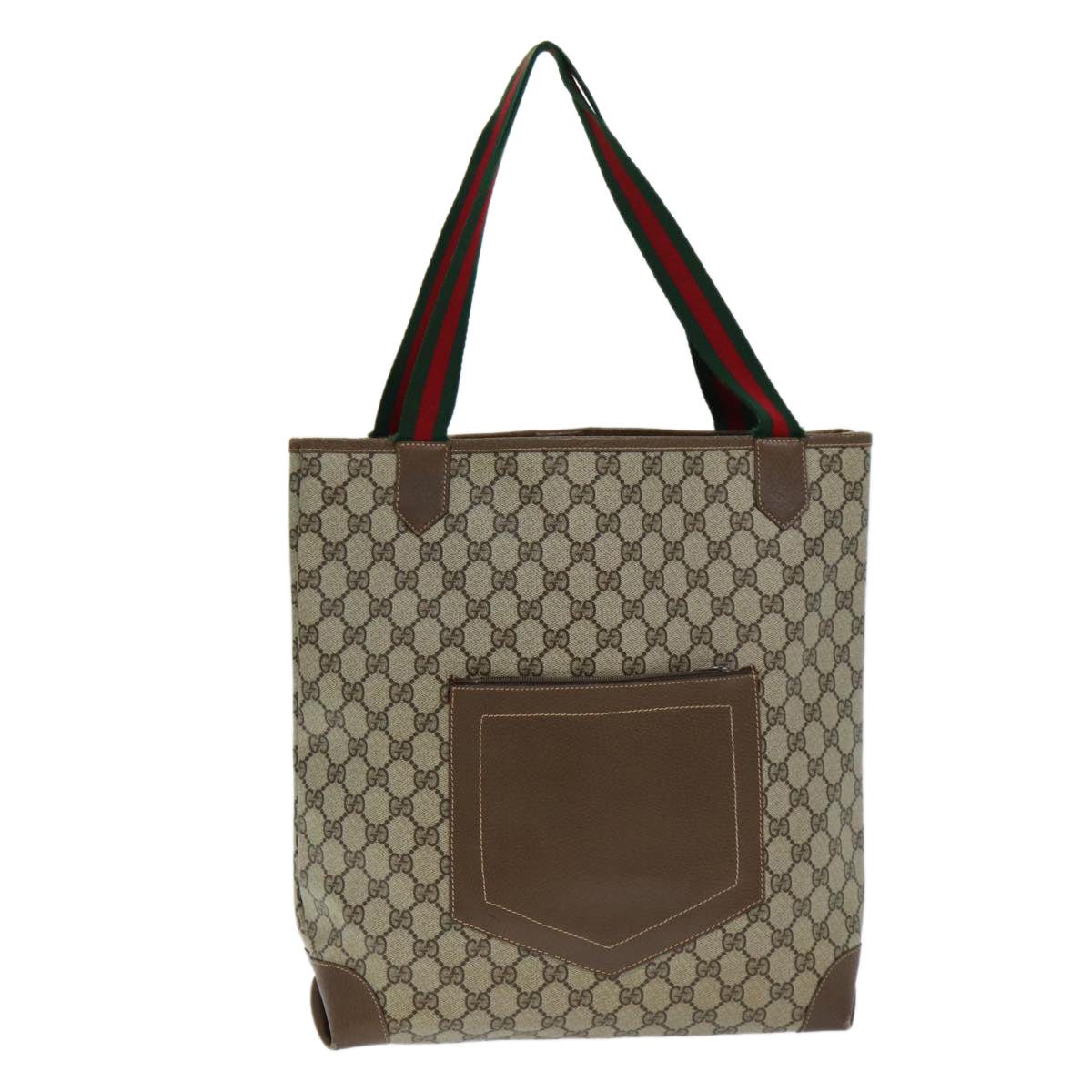 GUCCI GG Supreme Web Sherry Line Tote Bag PVC Beige Red 002 904 0222 Auth ep4497