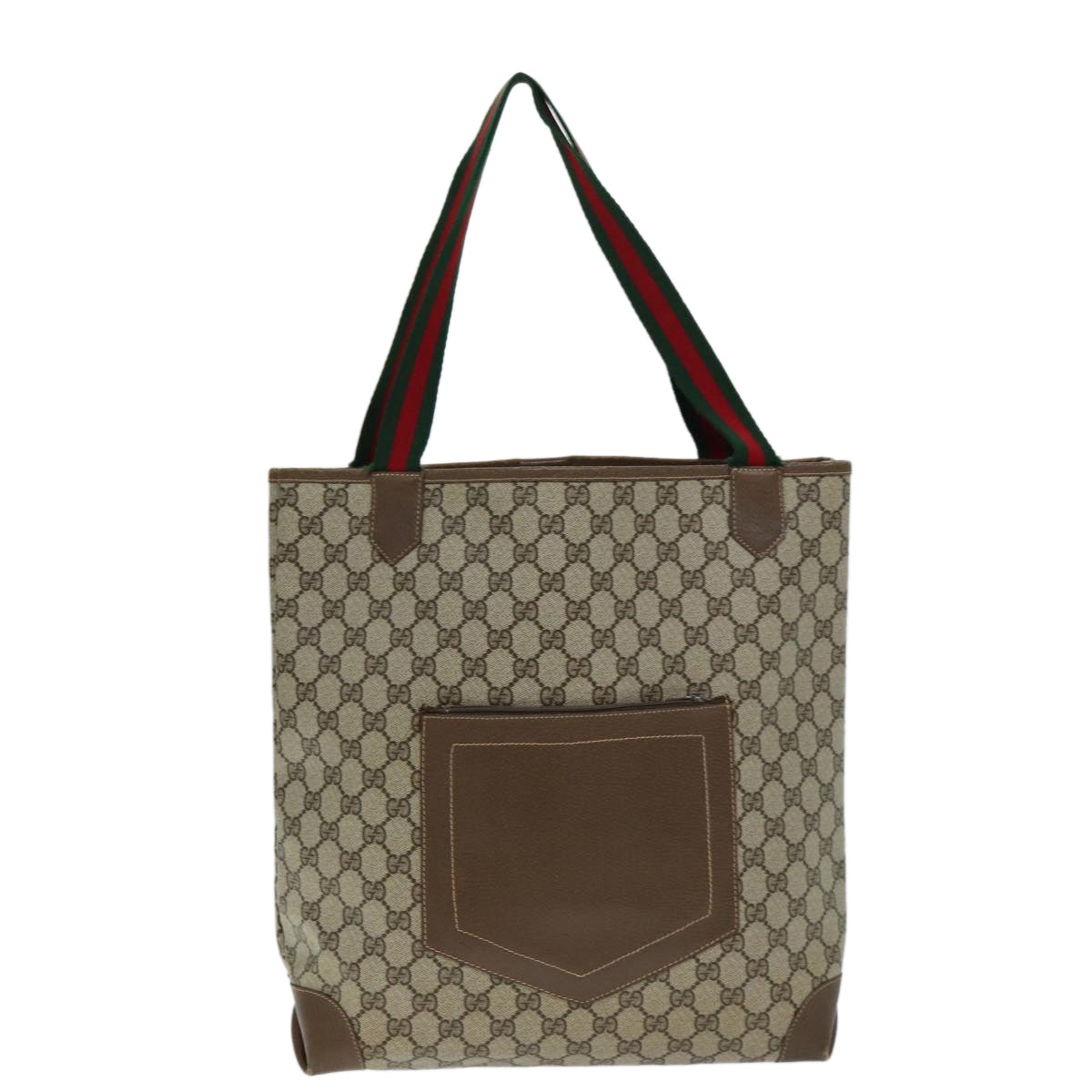 GUCCI GG Supreme Web Sherry Line Tote Bag PVC Beige Red 002 904 0222 Auth ep4497