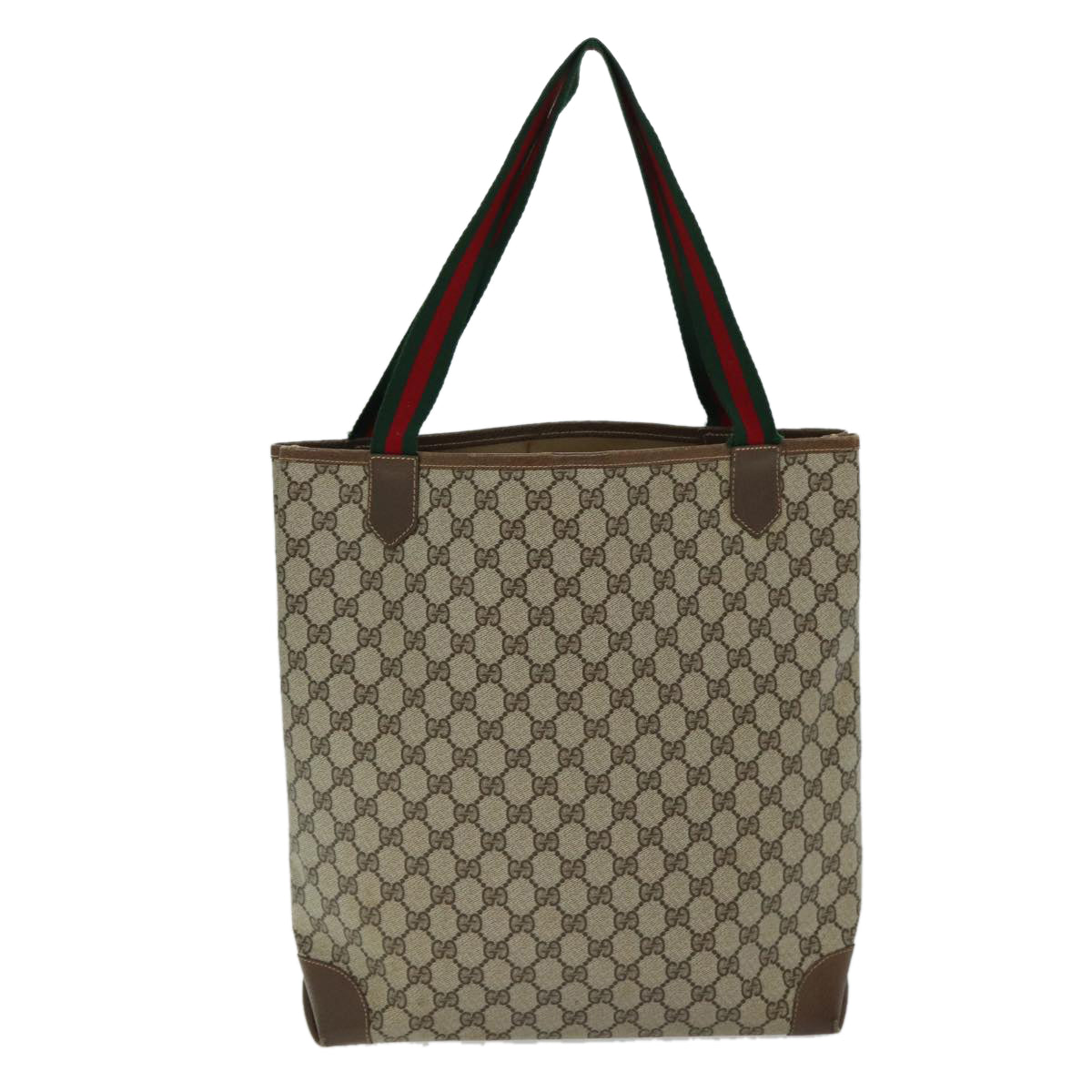 GUCCI GG Supreme Web Sherry Line Tote Bag PVC Beige Red 002 904 0222 Auth ep4497 - 0