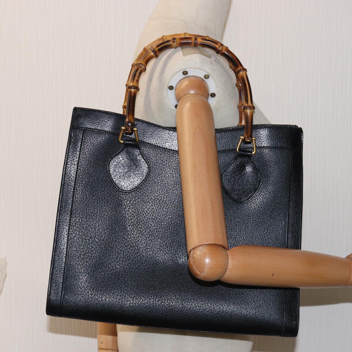 GUCCI Bamboo Hand Bag Leather Black 002 0260 2615 Auth ep4498