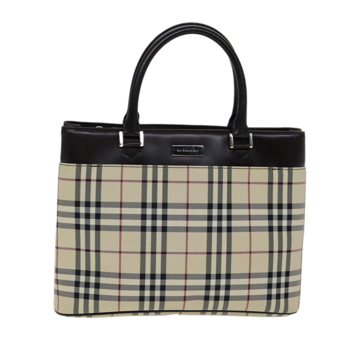 BURBERRY Nova Check Hand Bag Canvas Beige Auth ep4500 - 0