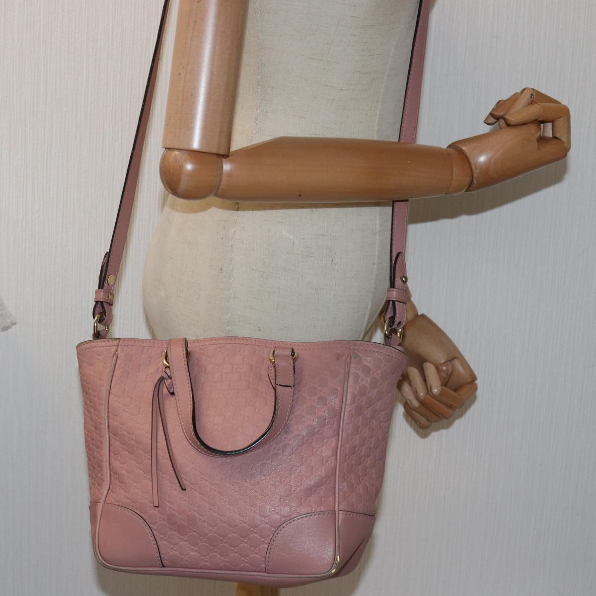 GUCCI Micro GG Canvas Guccissima Hand Bag Outlet 2way Pink 449241 Auth ep4516