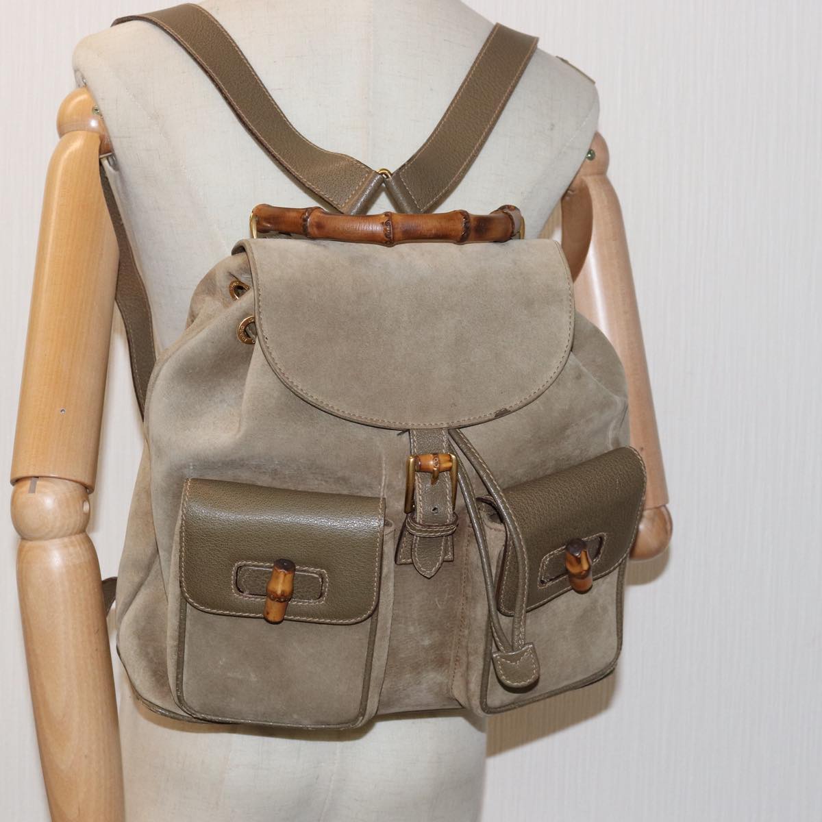 GUCCI Backpack Suede Beige 003 58 0016 Auth ep4529