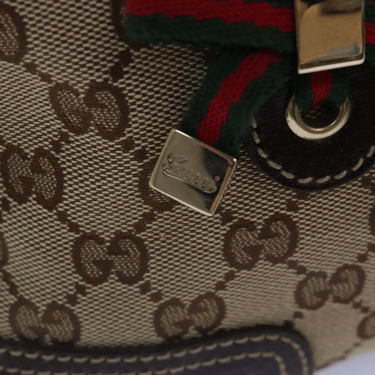 GUCCI GG Canvas Web Sherry Line Shoulder Bag Beige Red Green 161720 Auth ep4532