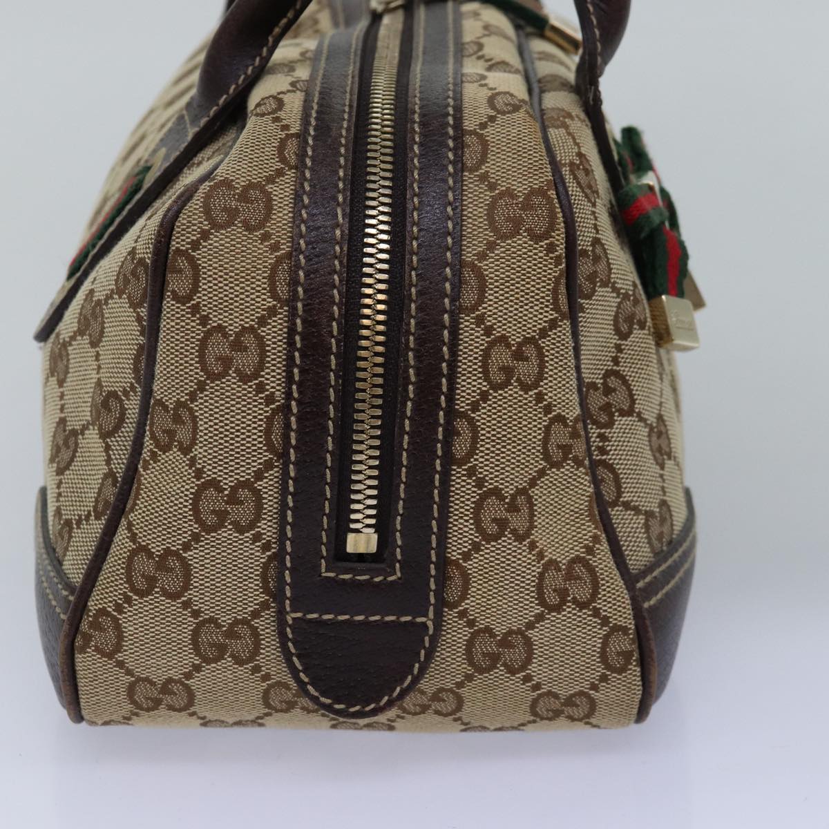 GUCCI GG Canvas Web Sherry Line Shoulder Bag Beige Red Green 161720 Auth ep4532