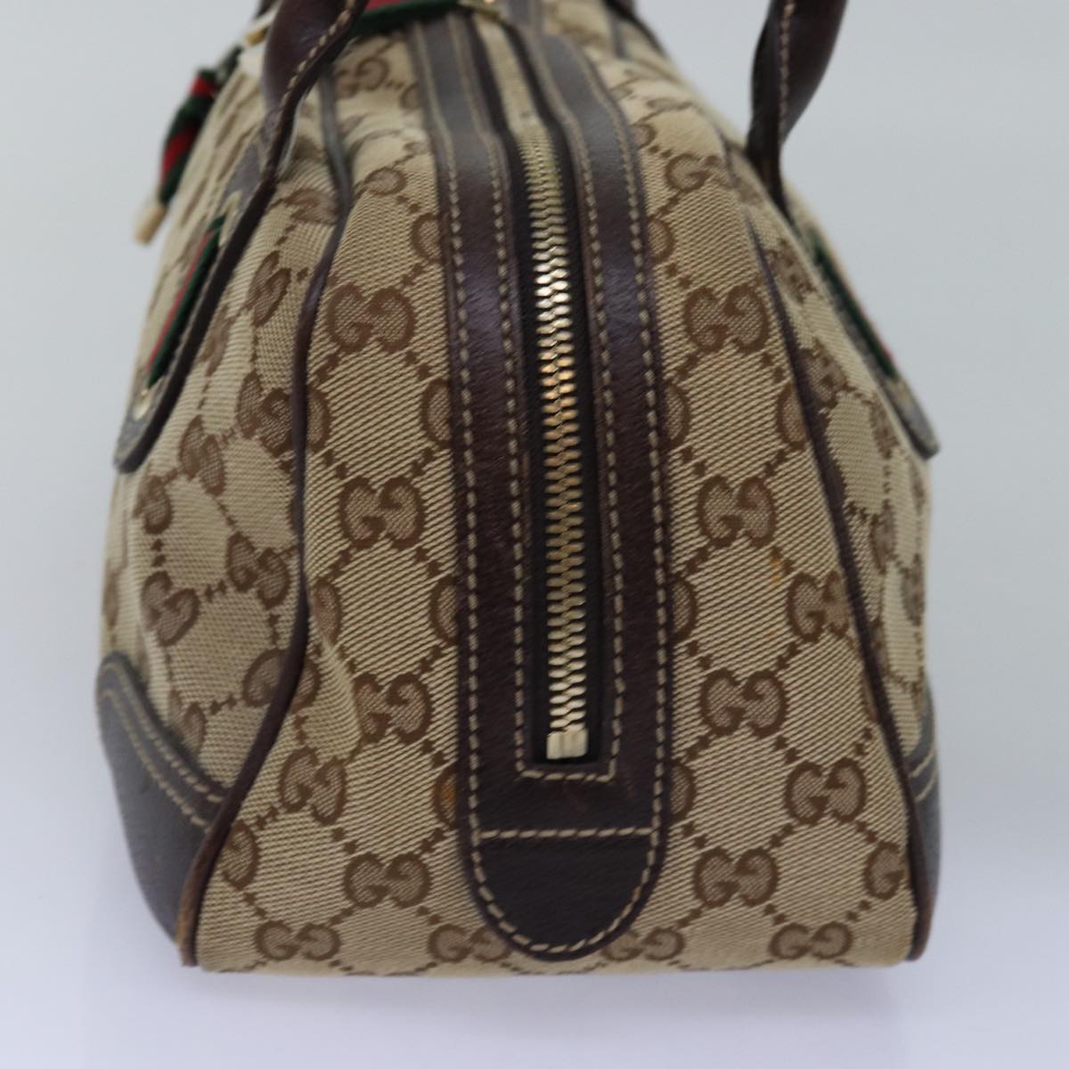 GUCCI GG Canvas Web Sherry Line Shoulder Bag Beige Red Green 161720 Auth ep4532