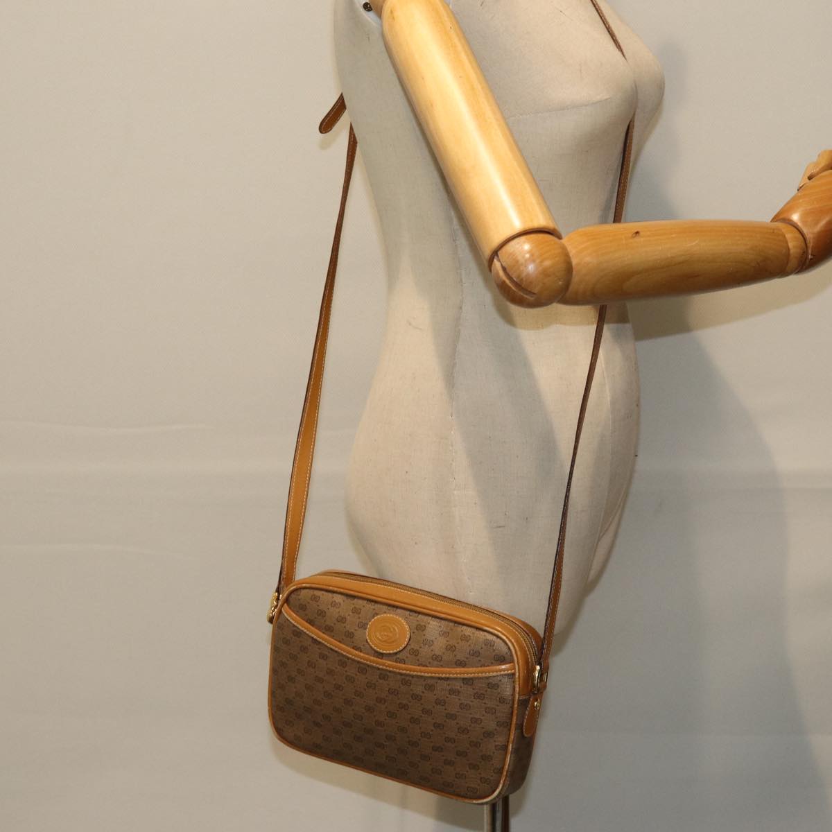 GUCCI Micro GG Canvas Shoulder Bag Beige 007 113 0095 Auth ep4535