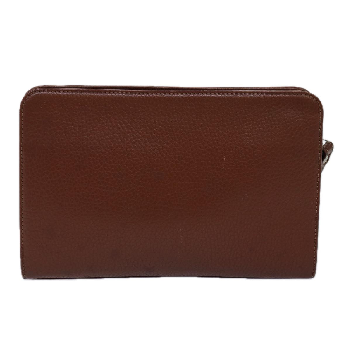 Burberrys Clutch Bag Leather Brown Auth ep4543 - 0