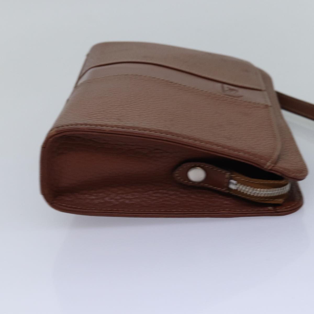 Burberrys Clutch Bag Leather Brown Auth ep4543