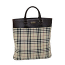BURBERRY Nova Check Hand Bag Canvas Beige Auth ep4559-1