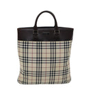 BURBERRY Nova Check Hand Bag Canvas Beige Auth ep4559-13
