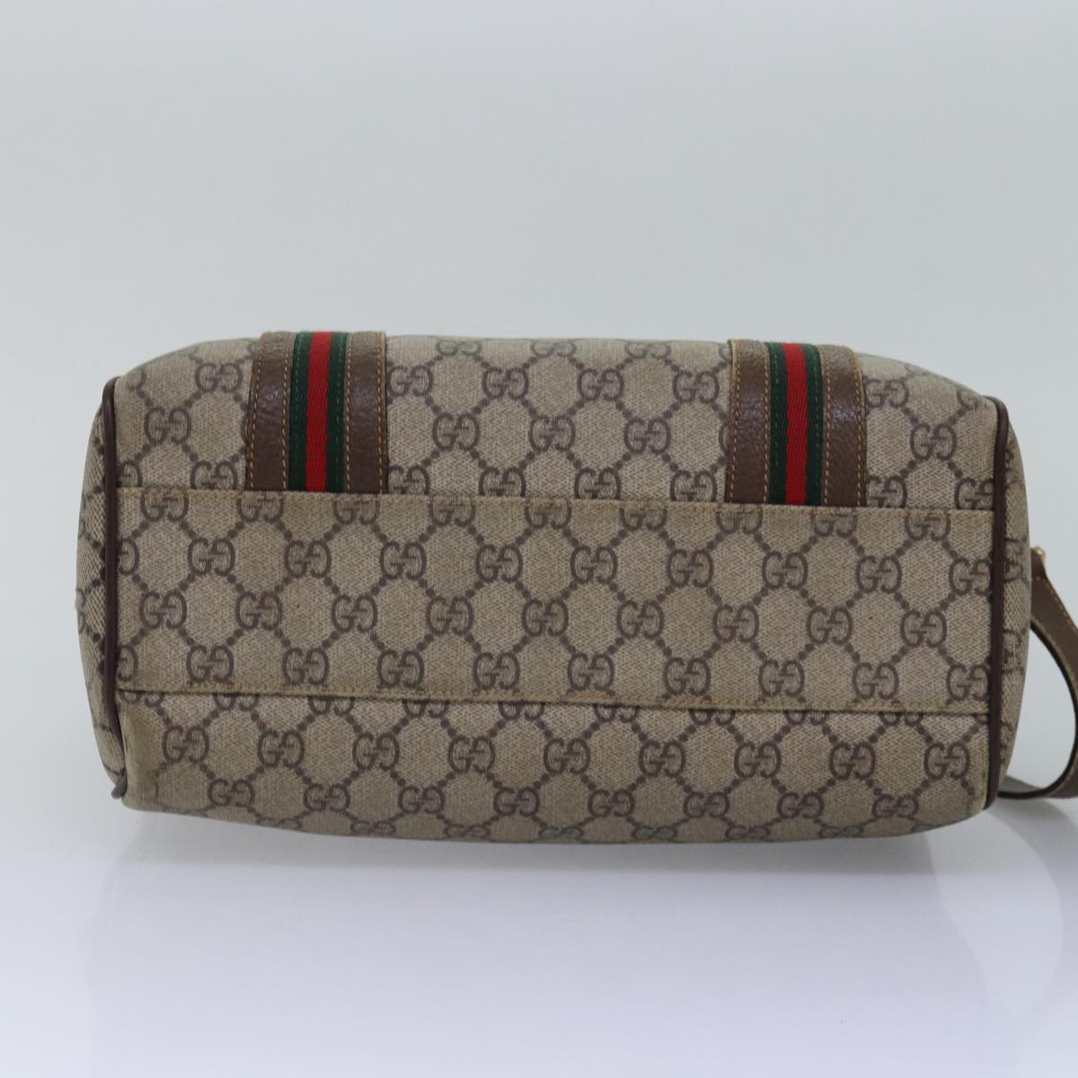 GUCCI GG Supreme Web Sherry Line Boston Bag PVC Beige 002 115 6697 Auth ep4571