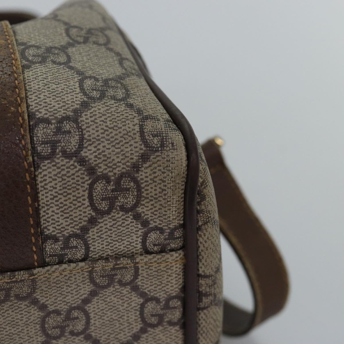 GUCCI GG Supreme Web Sherry Line Boston Bag PVC Beige 002 115 6697 Auth ep4571