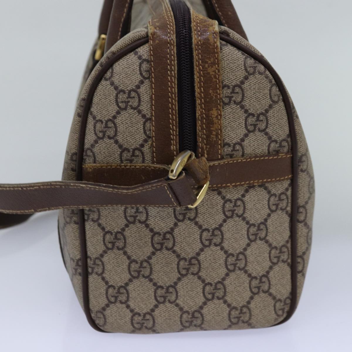 GUCCI GG Supreme Web Sherry Line Boston Bag PVC Beige 002 115 6697 Auth ep4571