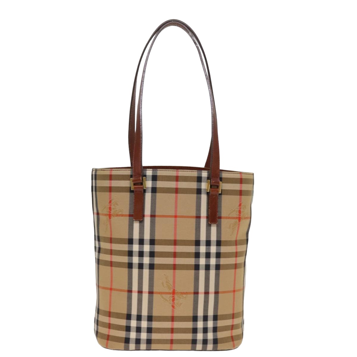 BURBERRY Nova Check Tote Bag Canvas Beige Auth ep4573 - 0