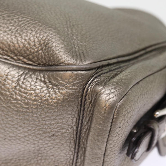 PRADA Shoulder Bag Leather Silver Auth ep4586