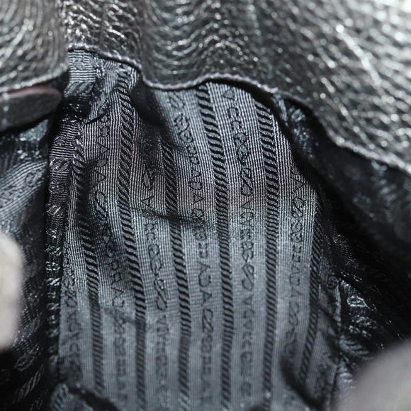 PRADA Shoulder Bag Leather Silver Auth ep4586