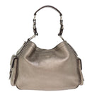 PRADA Shoulder Bag Leather Silver Auth ep4586-13