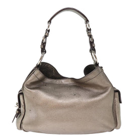PRADA Shoulder Bag Leather Silver Auth ep4586 - 0