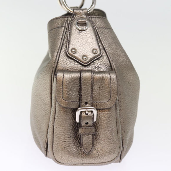 PRADA Shoulder Bag Leather Silver Auth ep4586
